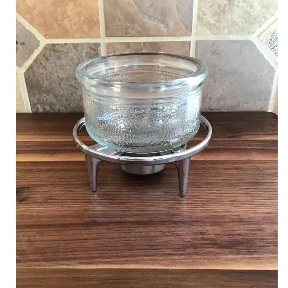 VTG CorningWare Glass Warmer Chrome Stand Tea Light Coffee Pot Charcuterie Table
